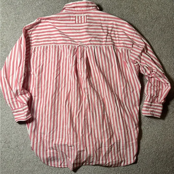 Large Freddy Shirt Free People - We The Free Red (pink ish) White Striped Shirt - Picture 2 of 14